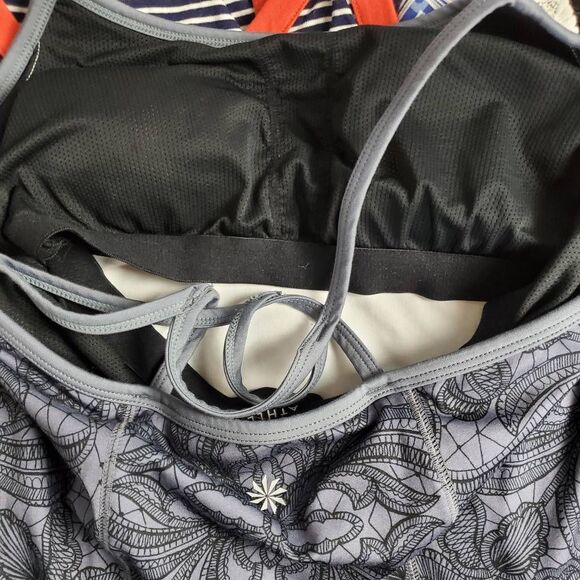 Athleta Grey Floral Print Strappy Athletic Tank Top Women’s Medium - Picture 6 of 7